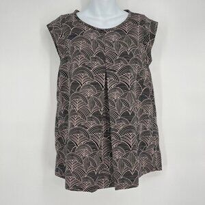 Halogen Abstract Front Pleat cap Sleeve Top Size‎ Small